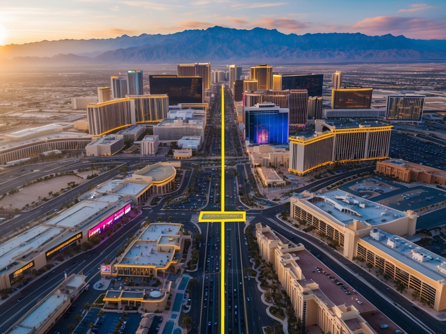 Aerial view of Las Vegas cityscape with highlighted office location