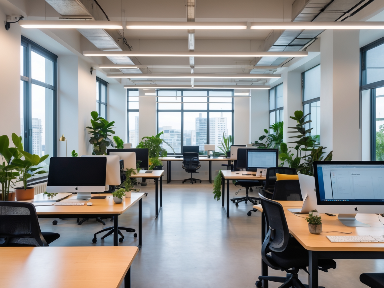 Modern open-plan workspace with designers collaborating