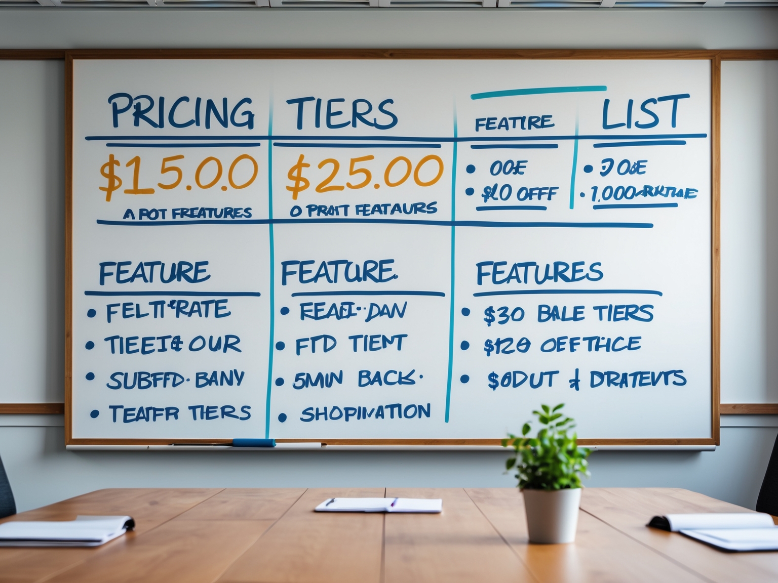 Pricing tiers and feature comparison chart
