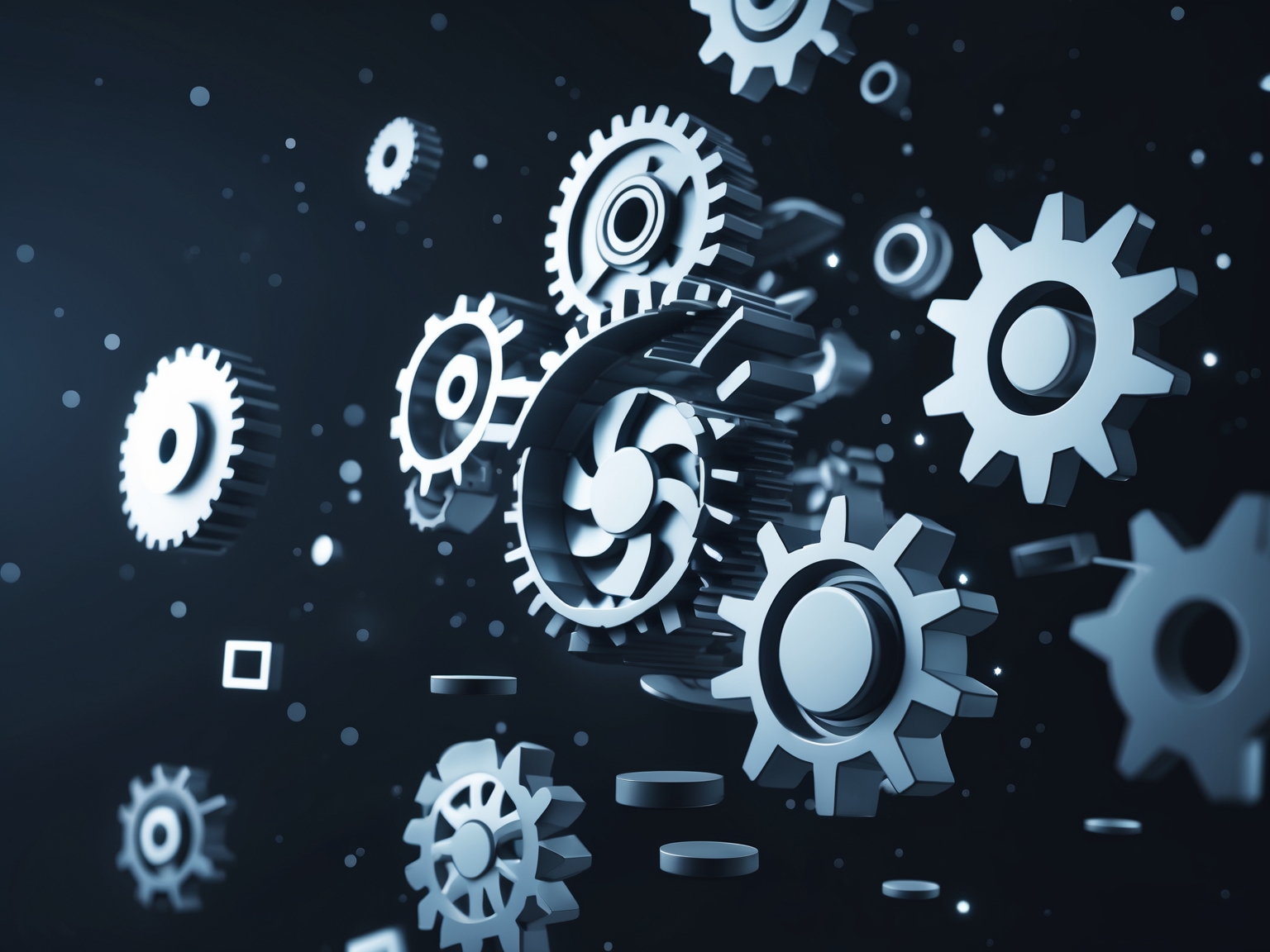 Abstract representation of digital gears and design elements